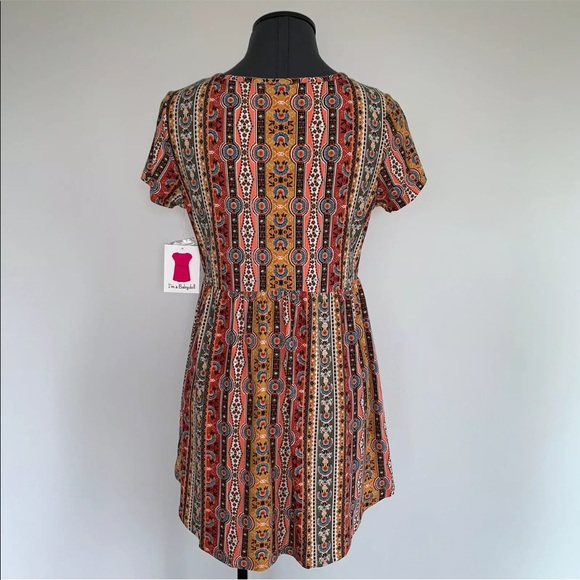 Women’s M Bobbie Brooks Multi Fall Floral India Print Babydoll Soft Stretch Top - Picture 8 of 12